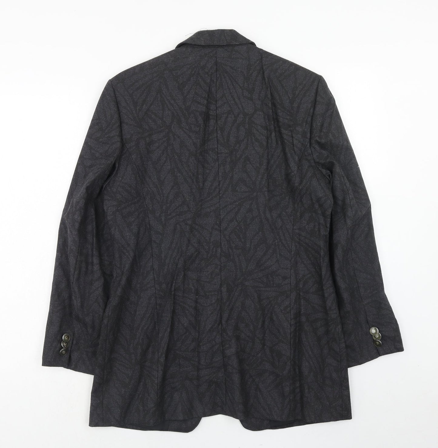 Huckle Womens Grey Geometric Jacket Blazer Size 10 Button
