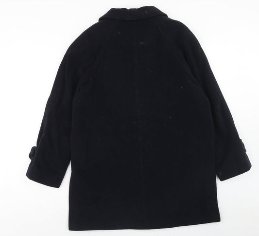 menuetto Womens Blue Overcoat Coat Size 12 Button