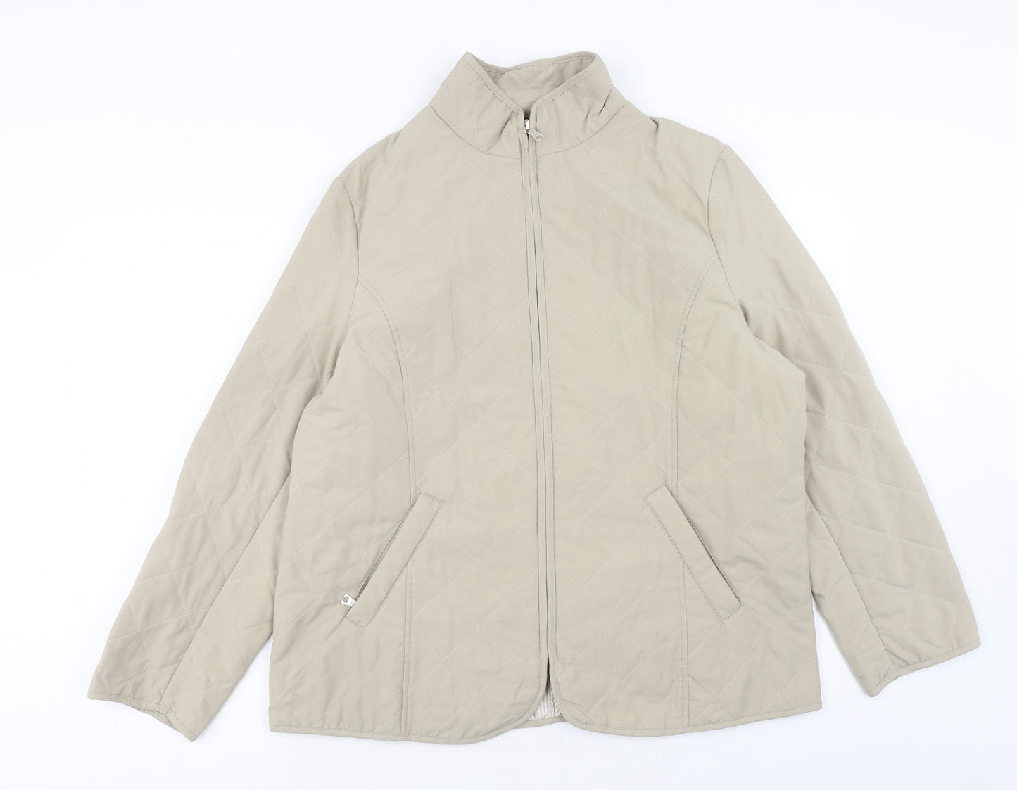 Deanes Womens Beige Jacket Coat Size 16 Zip