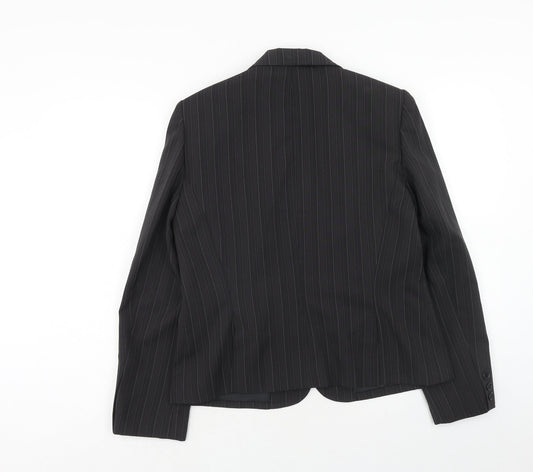 Evie Womens Grey Striped Jacket Blazer Size 16 Button