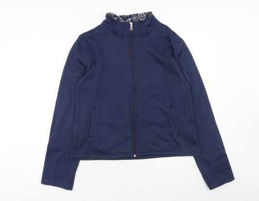 Ann De Lancay Womens Blue Polyester Full Zip Sweatshirt Size S Zip