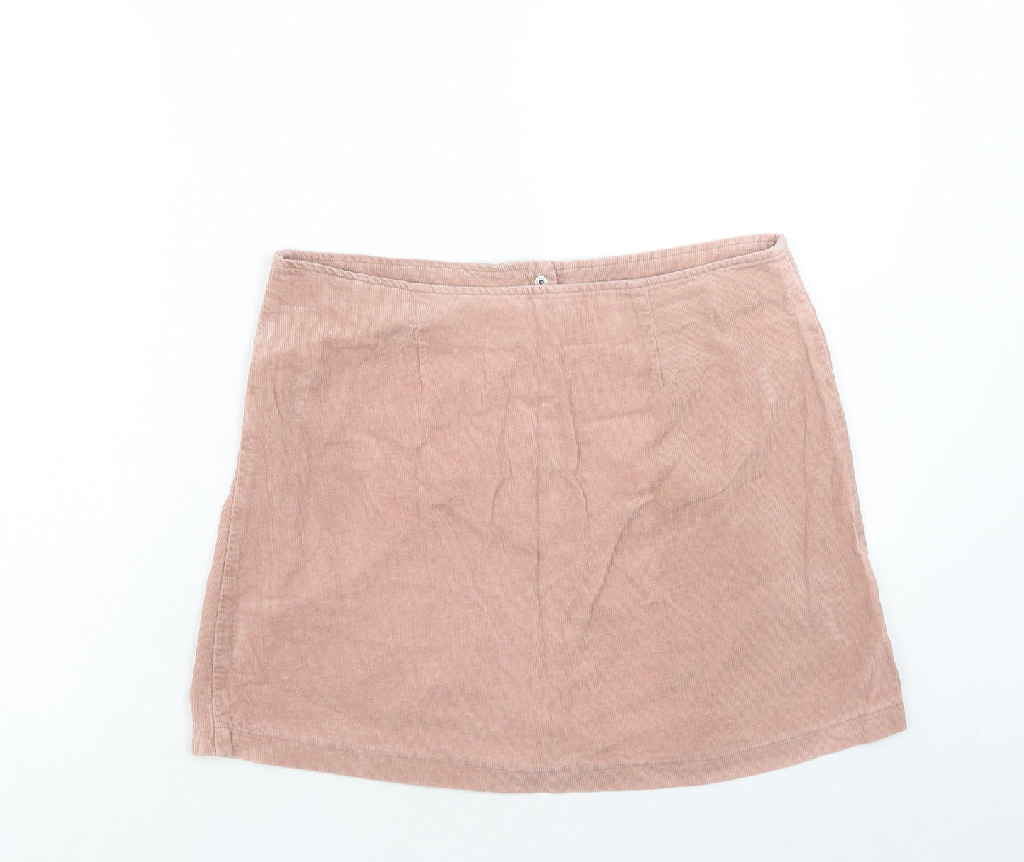 Select Womens Pink Cotton Mini Skirt Size 10 Button