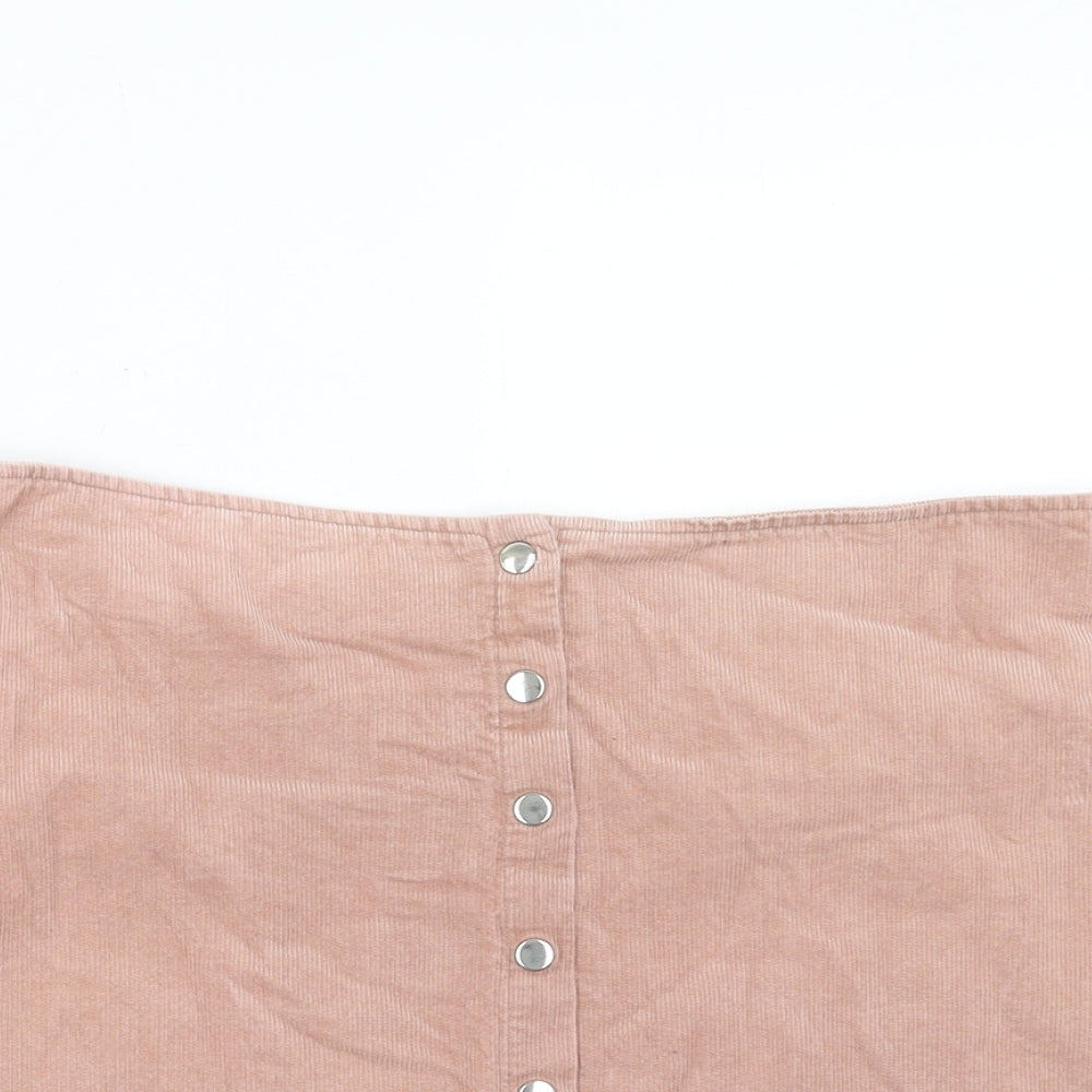 Select Womens Pink Cotton Mini Skirt Size 10 Button