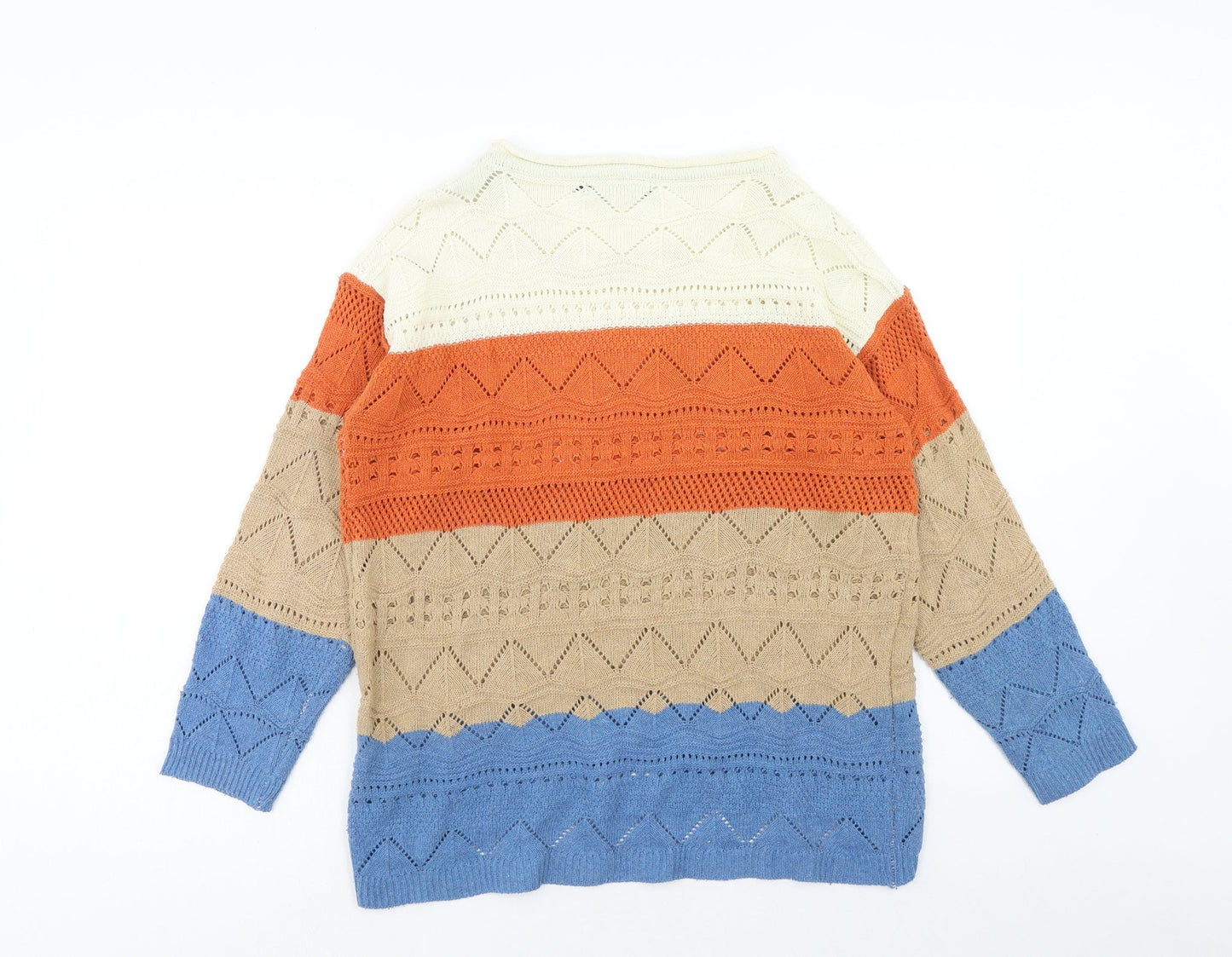 Jumpo Womens Multicoloured Round Neck Striped Acrylic Pullover Jumper Size M - Colourblock, Size M-L