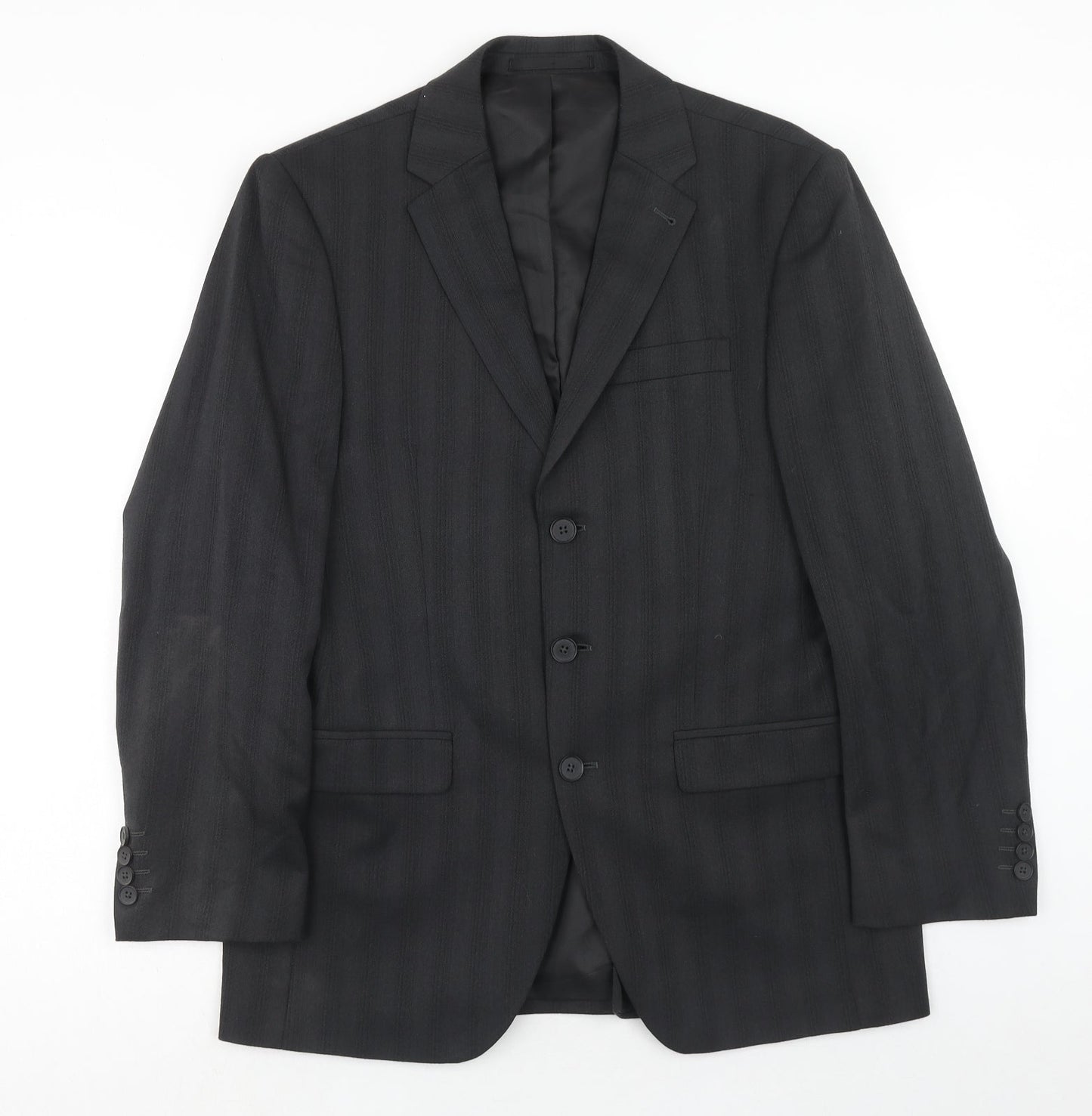 NEXT Mens Black Striped Wool Jacket Suit Jacket Size 38 Regular