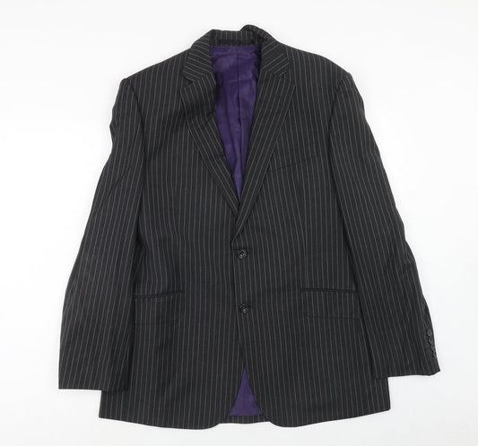Impressions Mens Black Striped Wool Jacket Suit Jacket Size 40 Regular