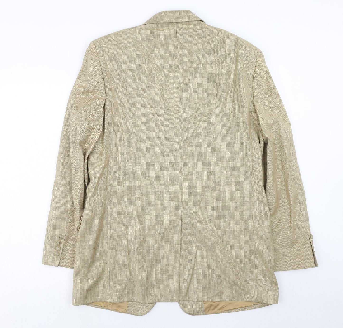 Preworn Mens Beige Polyester Jacket Suit Jacket Size 38 Regular