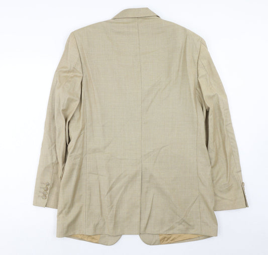 Preworn Mens Beige Polyester Jacket Suit Jacket Size 38 Regular