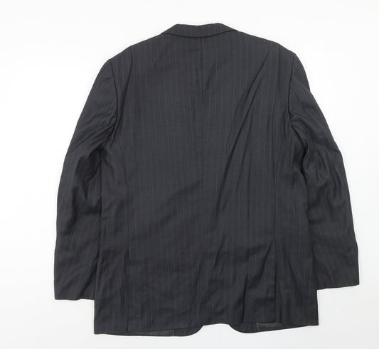 Andrew Molloy Mens Grey Striped Polyester Jacket Suit Jacket Size 42 Regular