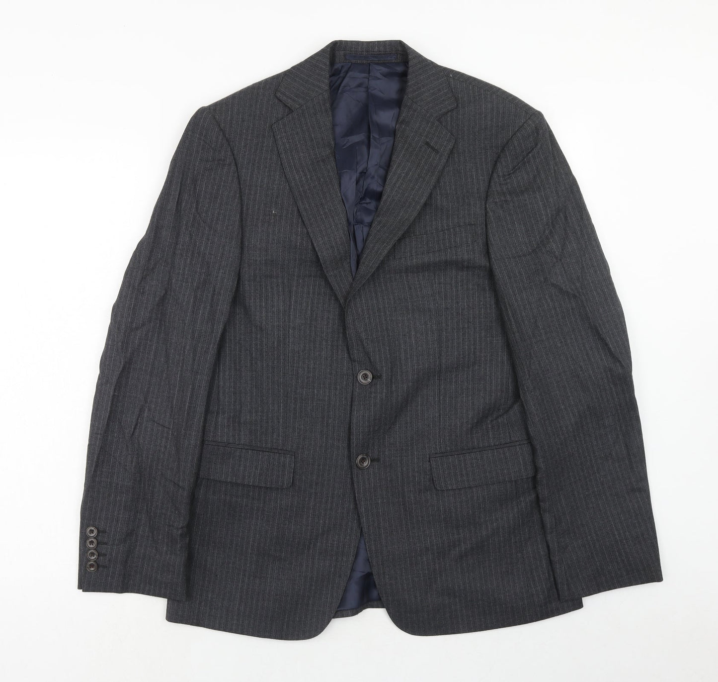 Marks and Spencer Mens Grey Striped Wool Jacket Suit Jacket Size 36 Regular