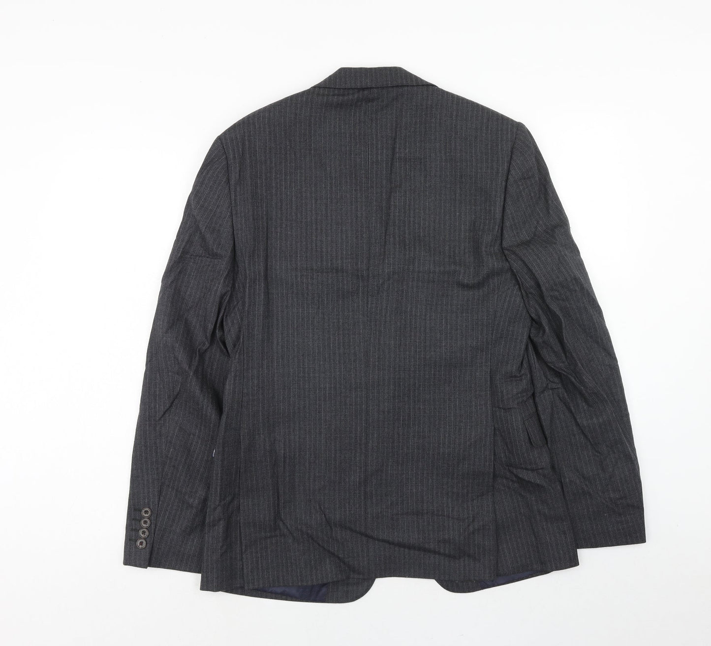 Marks and Spencer Mens Grey Striped Wool Jacket Suit Jacket Size 36 Regular