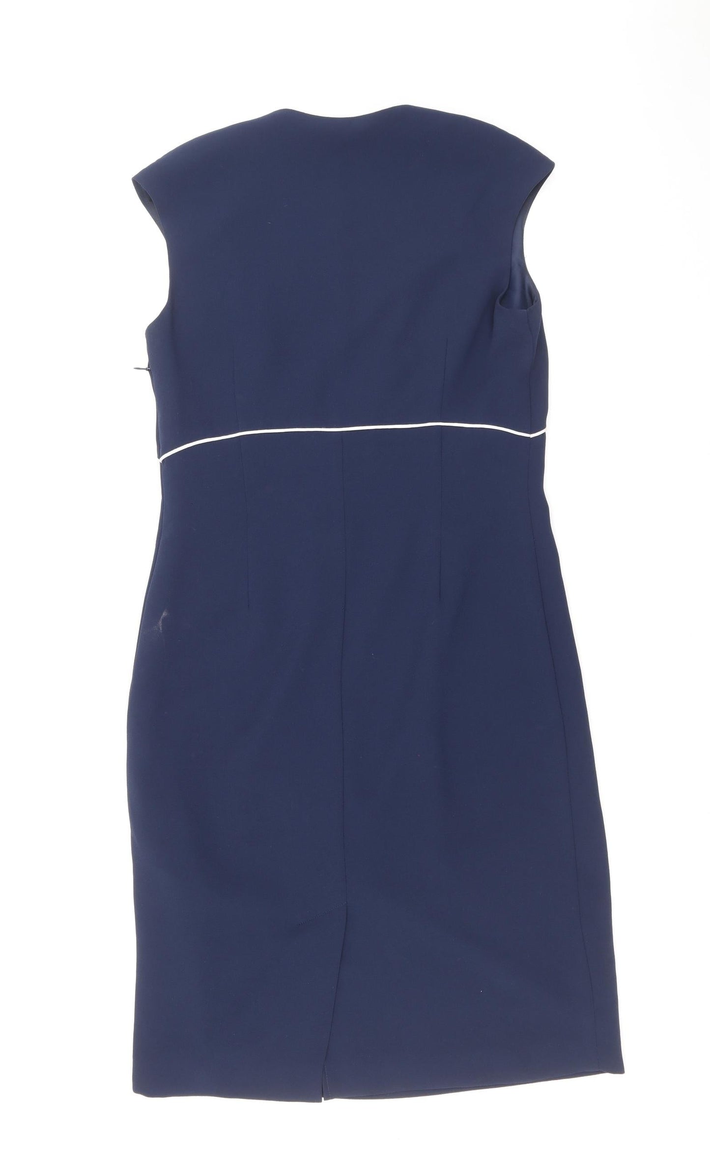 Minuet Womens Blue Polyester Sheath Size 8 Square Neck Zip - Slit