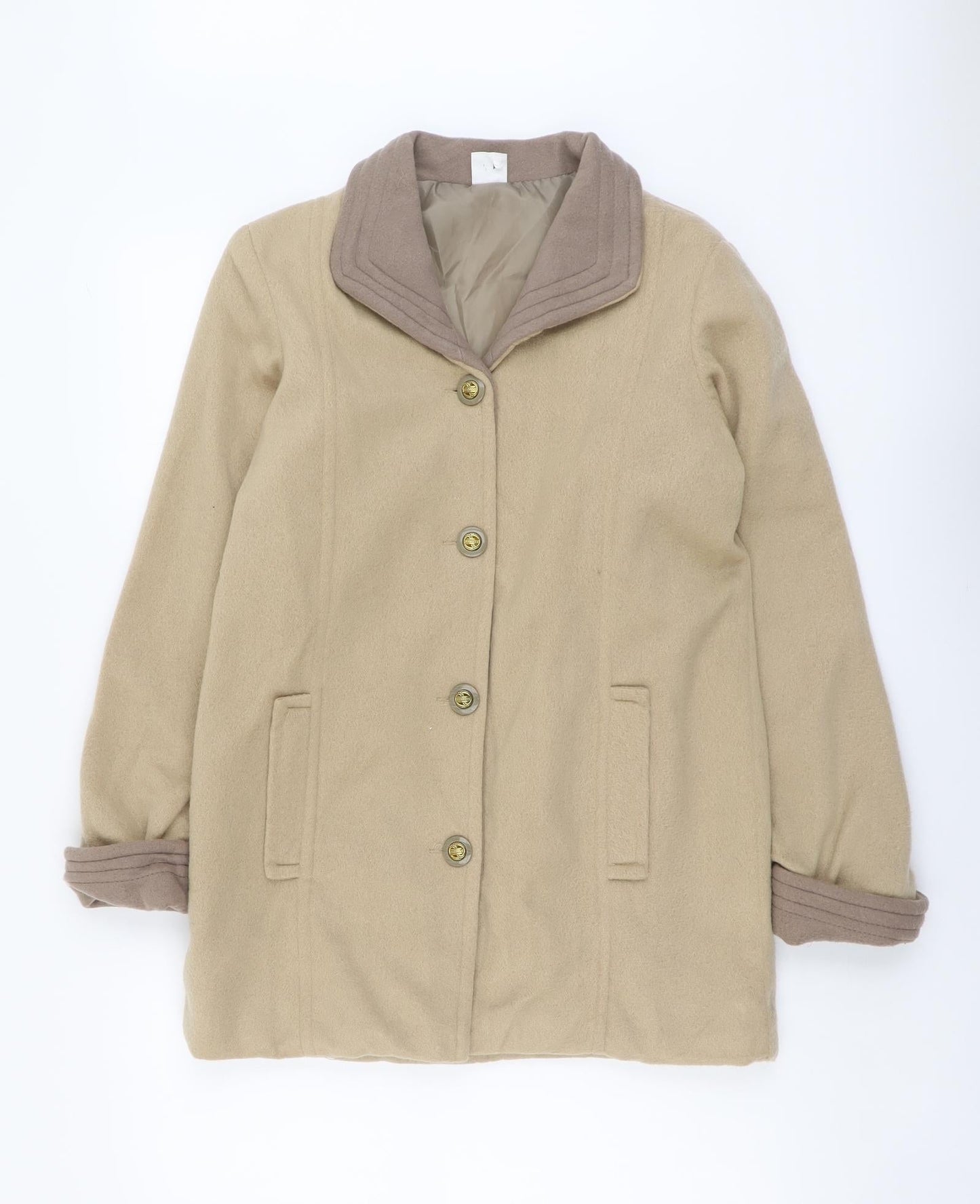 Gabriella Vicenga Womens Beige Overcoat Coat Size 10 Button