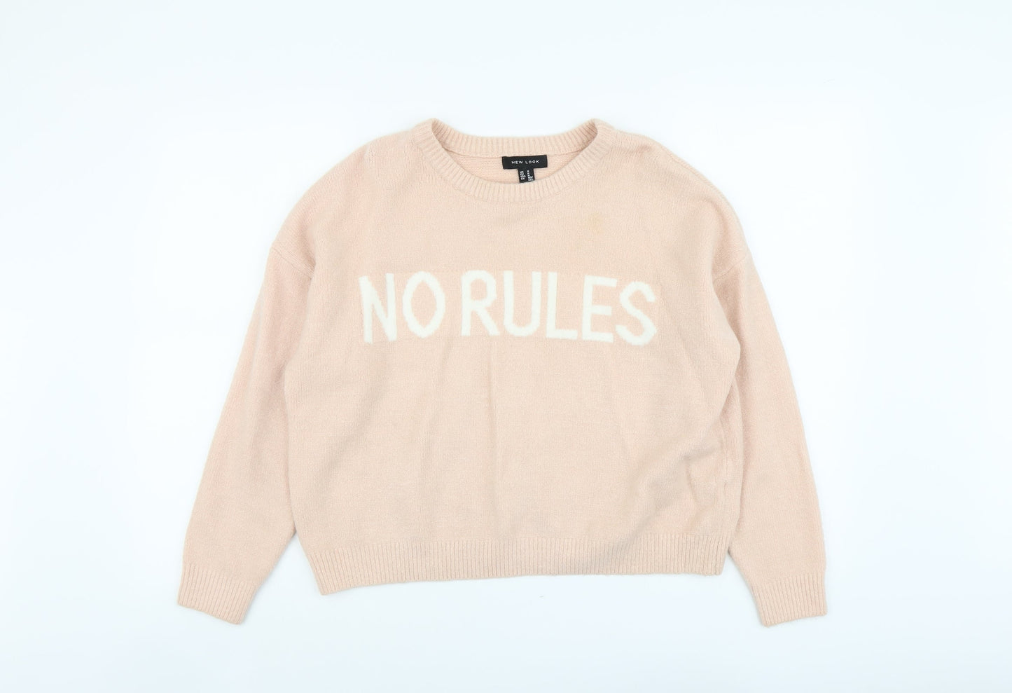 New Look Womens Pink Round Neck Acrylic Pullover Jumper Size M - No Rules