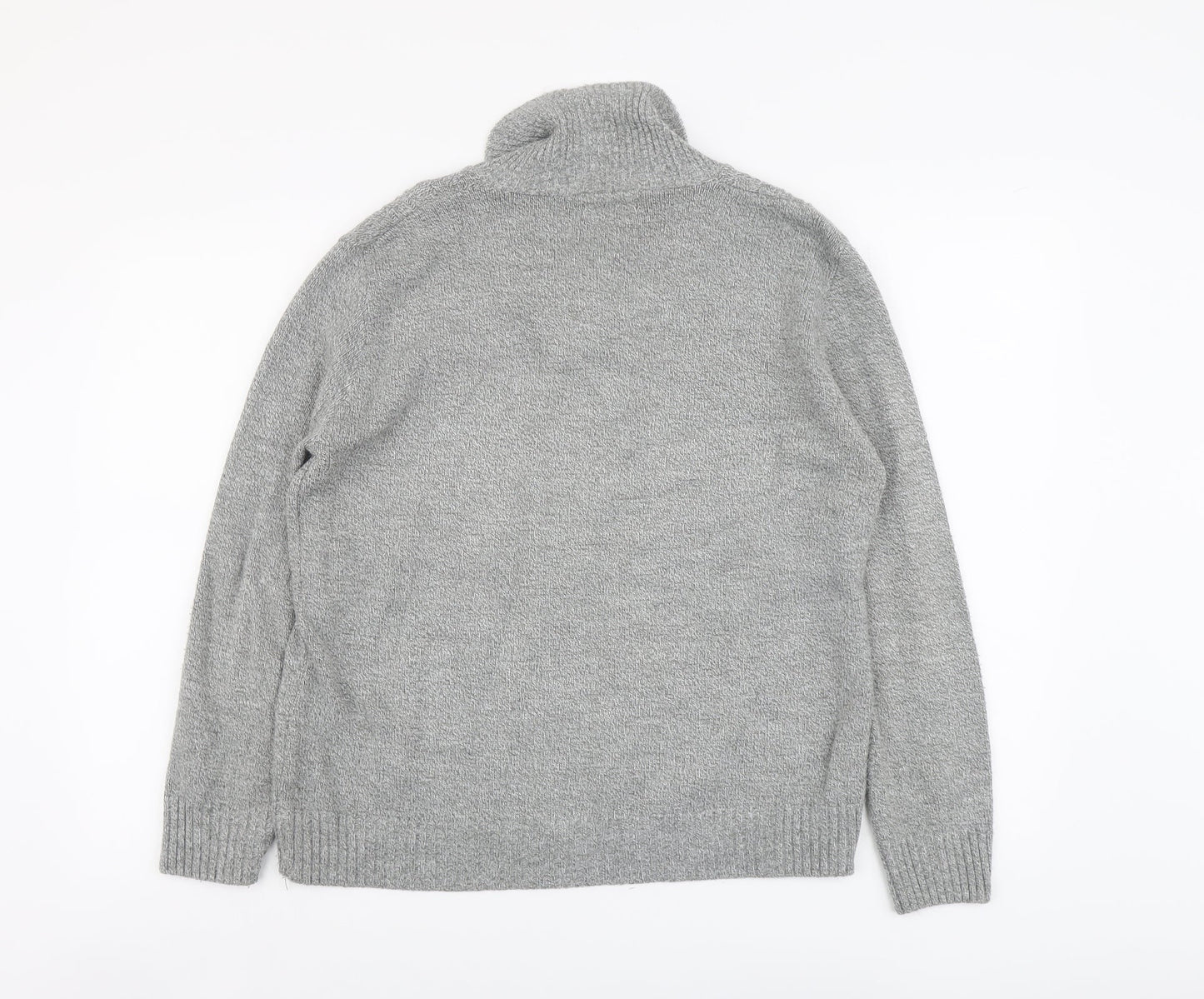CHIC Womens Grey V-Neck Acrylic Pullover Jumper Size M
