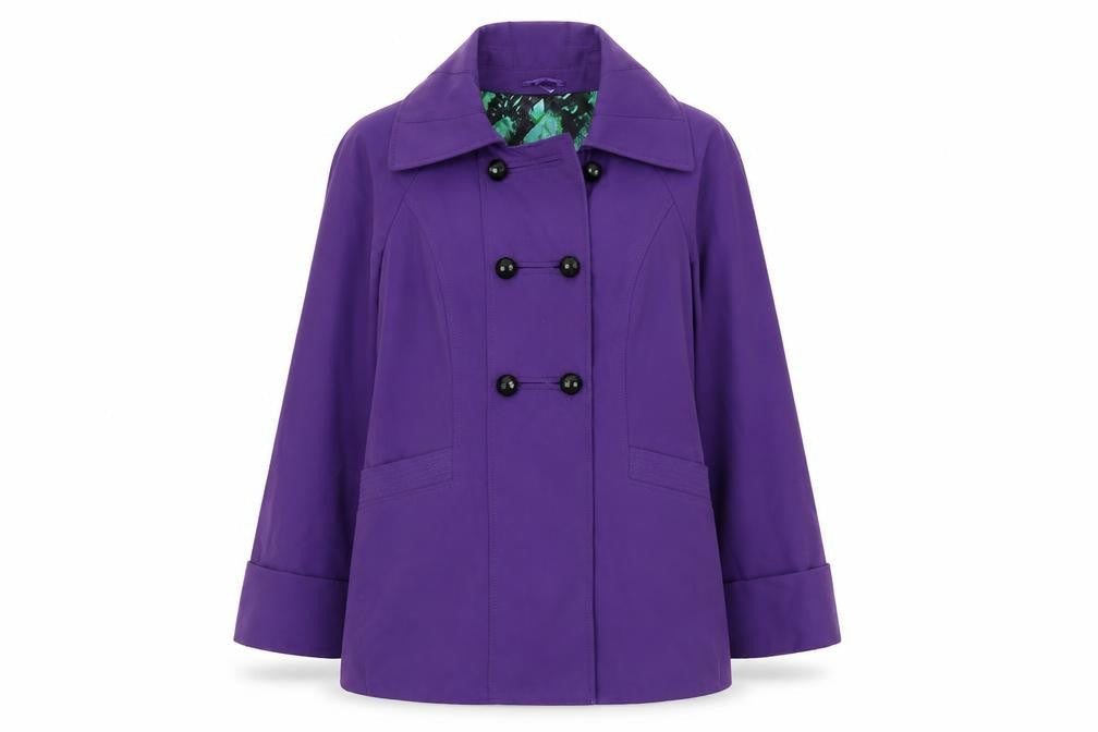 Per Una Womens Purple Pea Coat Coat Size 10 Button