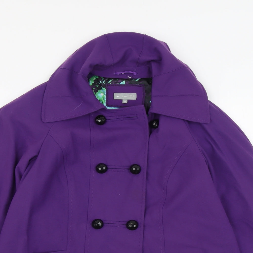 Per Una Womens Purple Pea Coat Coat Size 10 Button