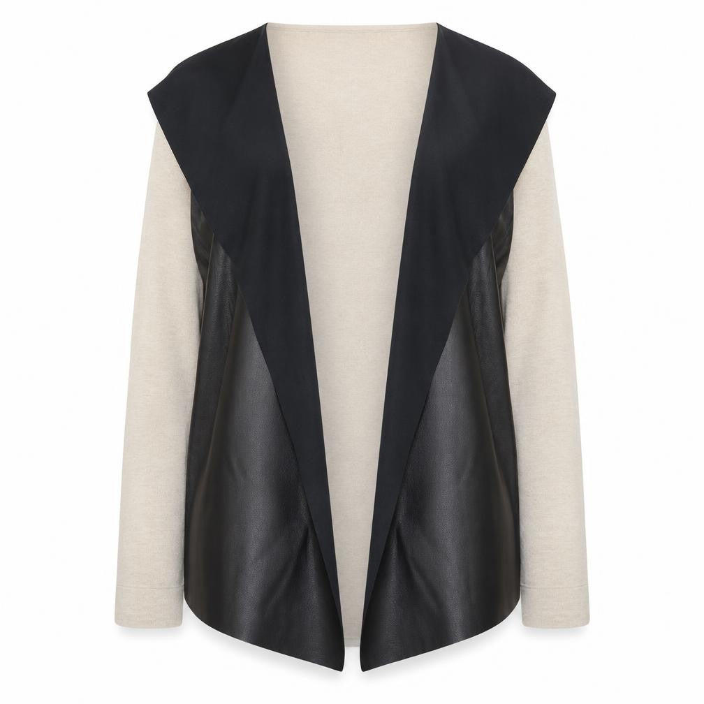 Zara Womens Beige V-Neck Polyester Cardigan Jumper Size M - PU Detail