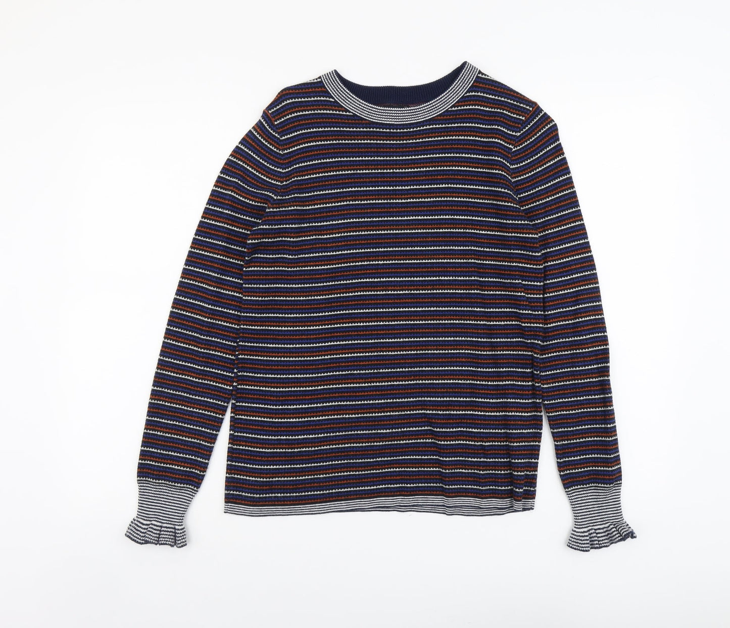 Papaya Womens Multicoloured Boat Neck Striped Acrylic Pullover Jumper Size 10