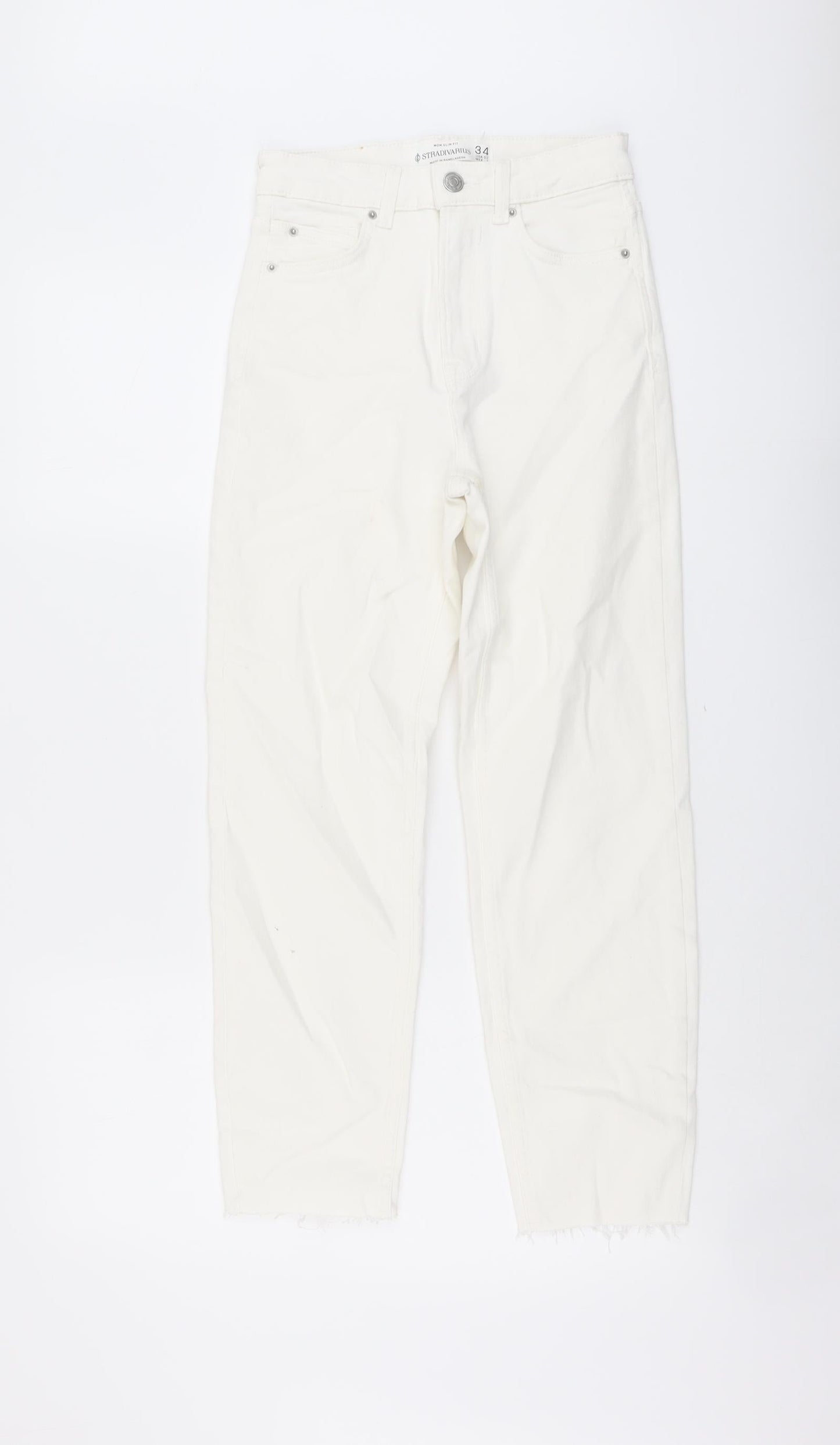 Stradivarius Womens Beige Cotton Straight Jeans Size 6 L25 in Regular Button