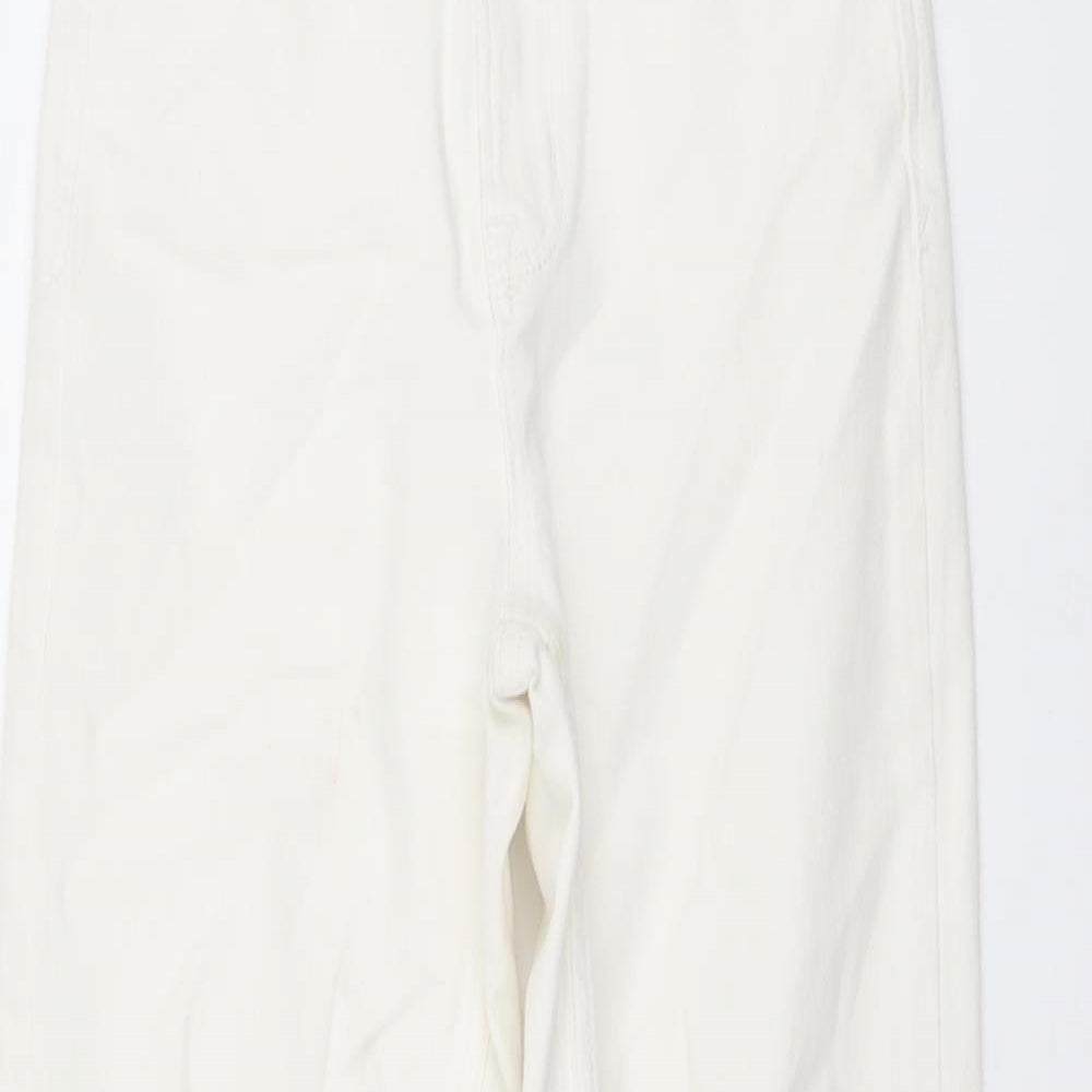 Stradivarius Womens Beige Cotton Straight Jeans Size 6 L25 in Regular Button