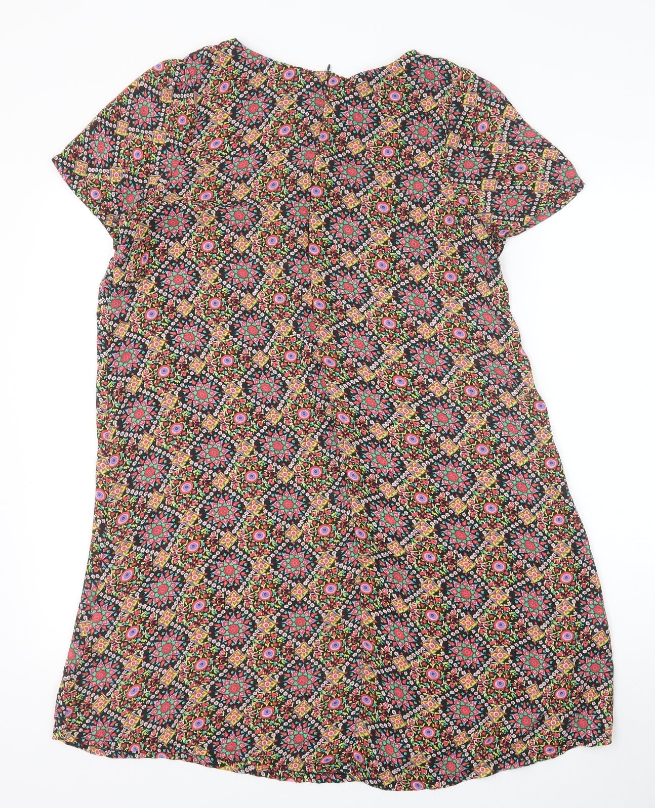 Cutie Womens Multicoloured Geometric Polyester Shift Size 10 Scoop Neck Zip
