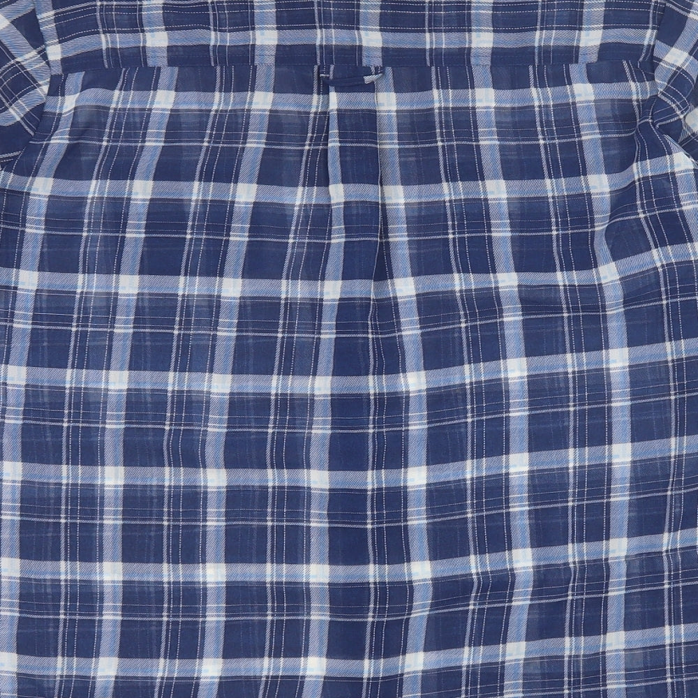 Linea Womens Blue Plaid Polyester Basic Button-Up Size 16 Collared