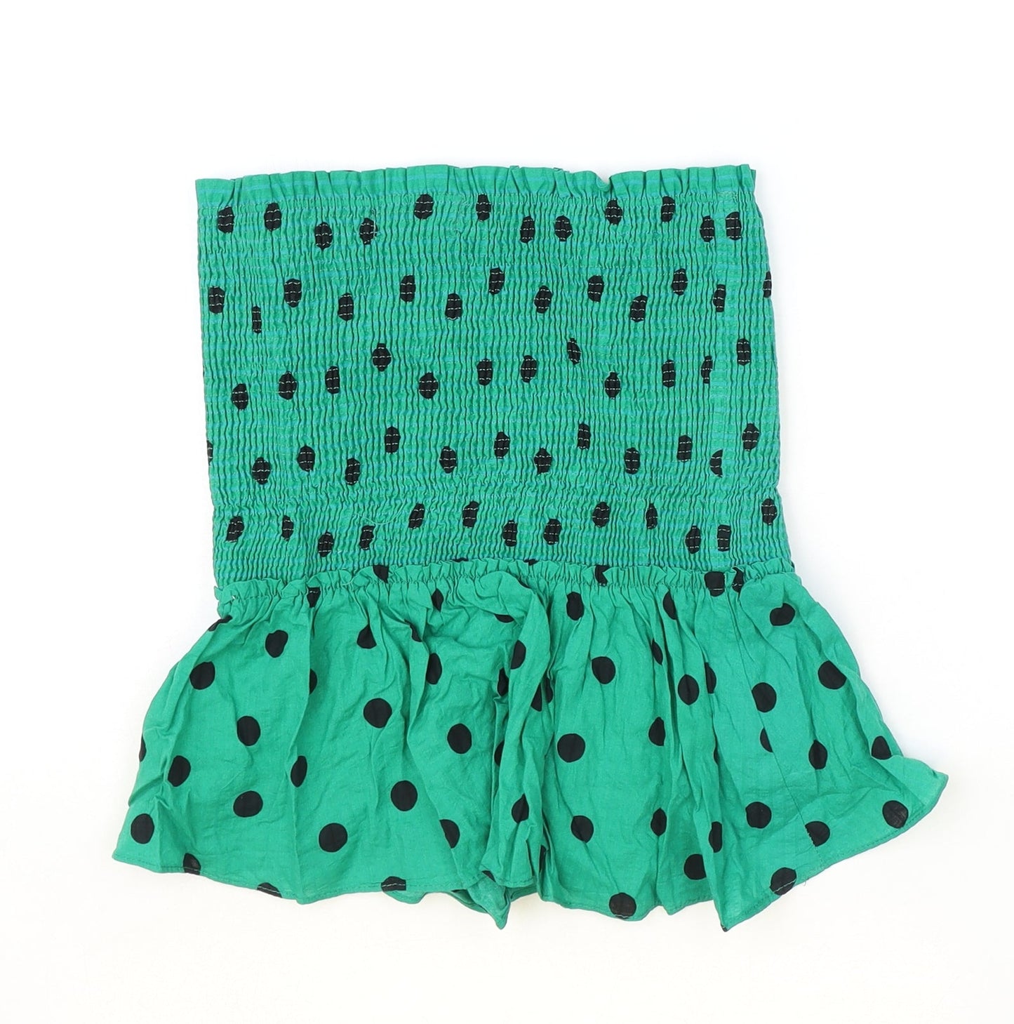Zara Womens Green Polka Dot Viscose Basic Tank Size XS Off the Shoulder