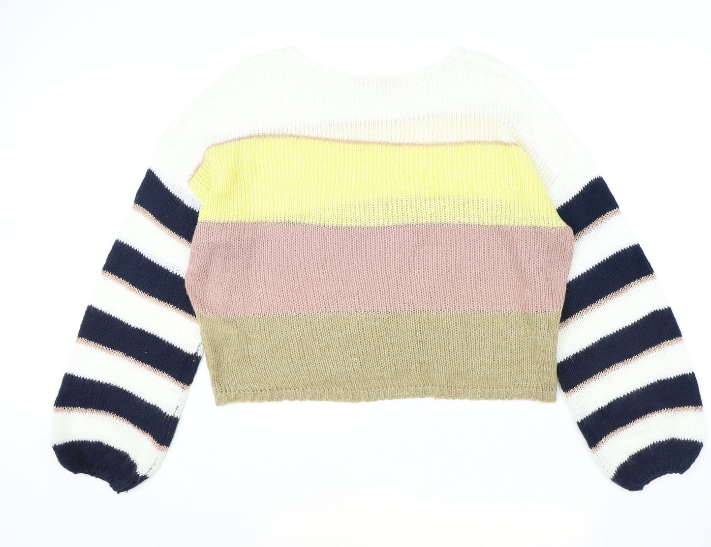 Villa Womens Multicoloured Round Neck Striped Acrylic Pullover Jumper Size S
