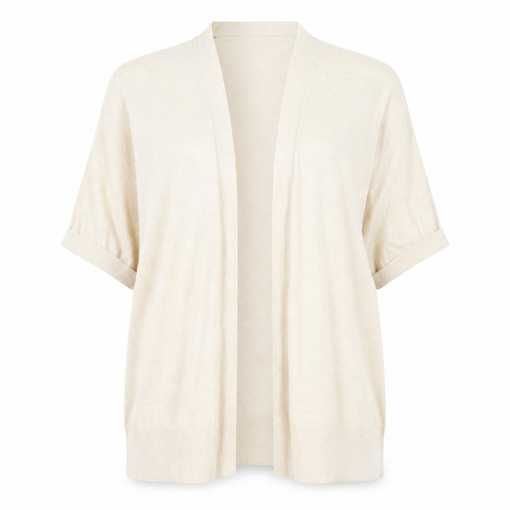 Marks and Spencer Womens Beige V-Neck Linen Cardigan Jumper Size M - Open