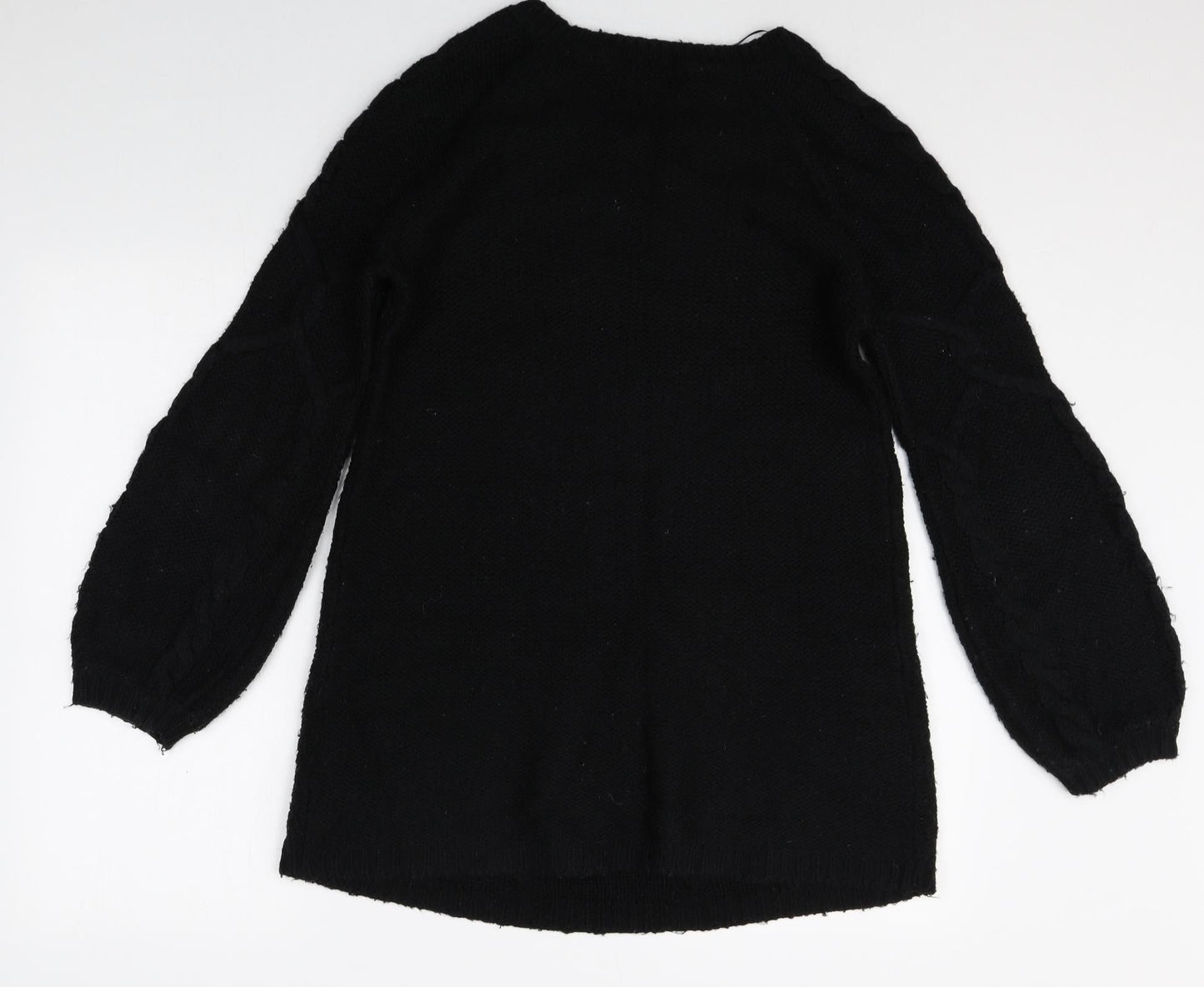 New Look Womens Black Round Neck Acrylic Pullover Jumper Size 12