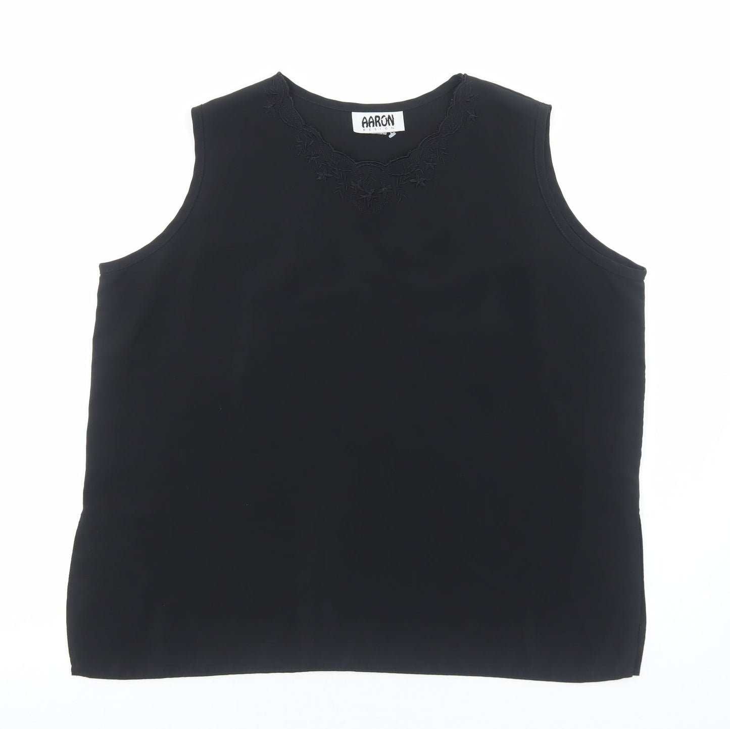 Aaron Design Womens Black Polyester Basic Tank Size XL Scoop Neck