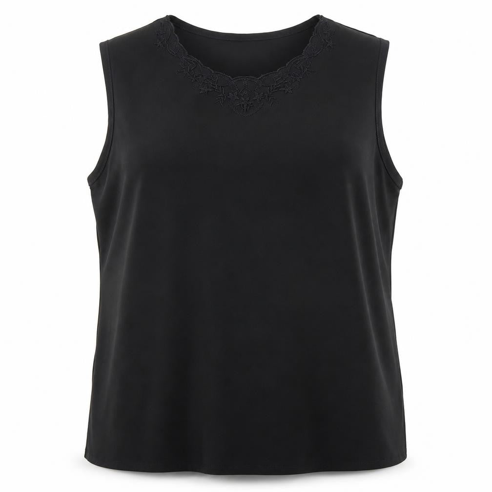 Aaron Design Womens Black Polyester Basic Tank Size XL Scoop Neck