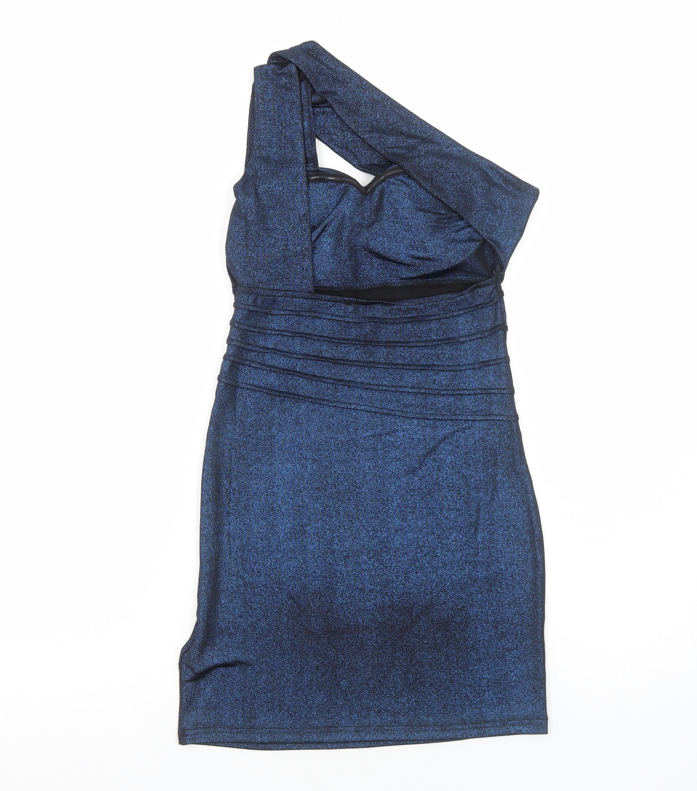 Joanne Kitten Womens Blue Polyester Mini Size S One Shoulder Pullover