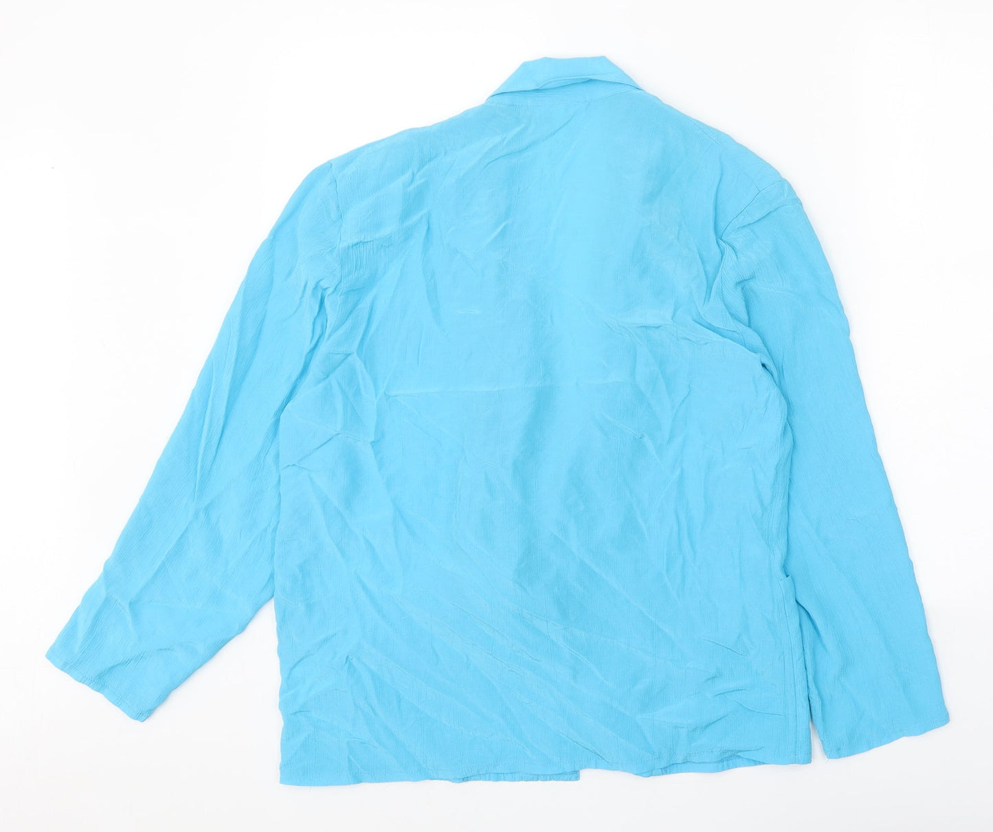 Preworn Womens Blue Viscose Basic Blouse Size 12 V-Neck