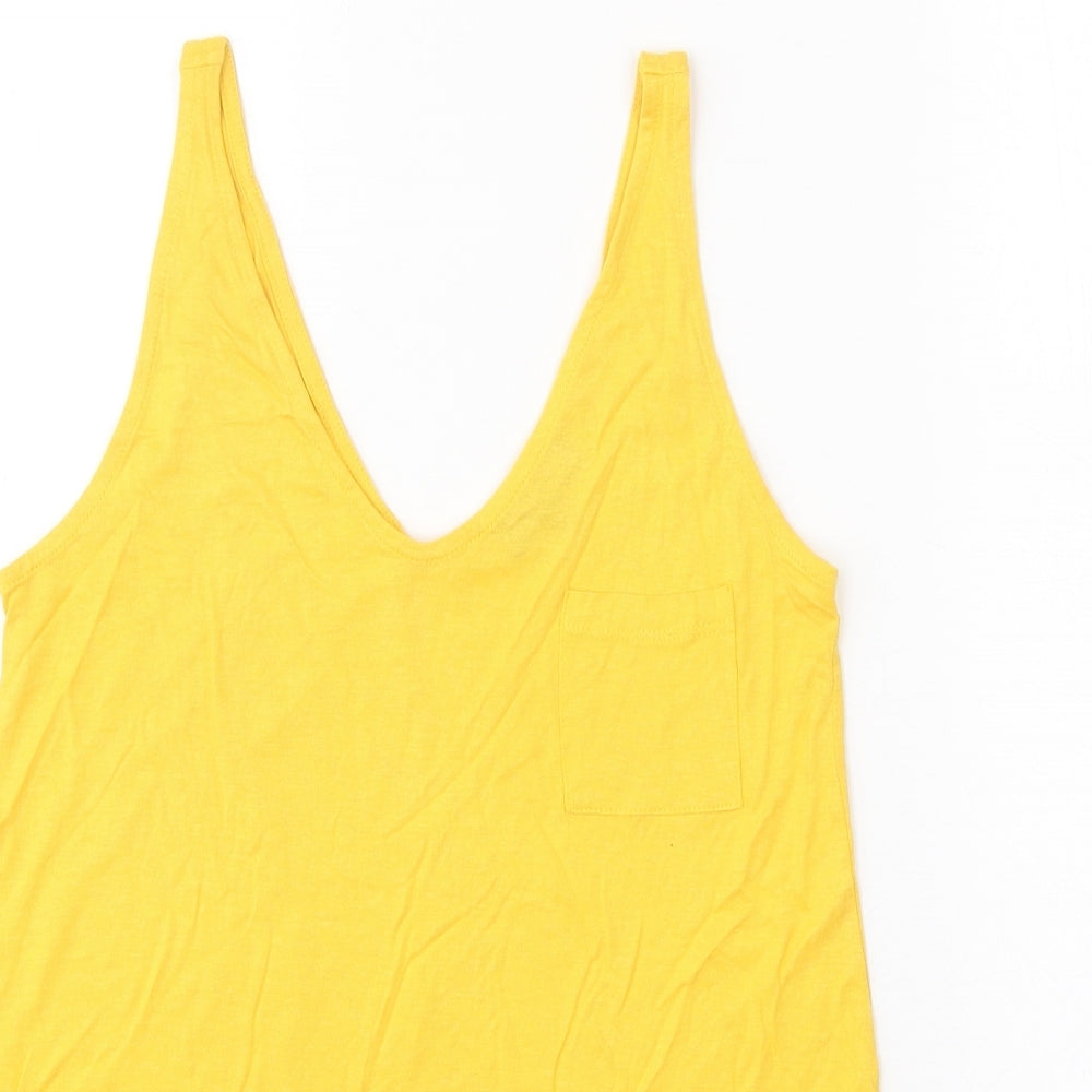 Warehouse Womens Yellow Viscose Basic Tank Size 8 V-Neck