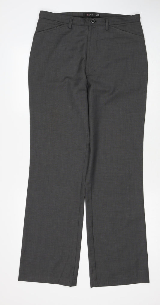 NEXT Womens Grey Wool Trousers Size 32 in Regular Zip