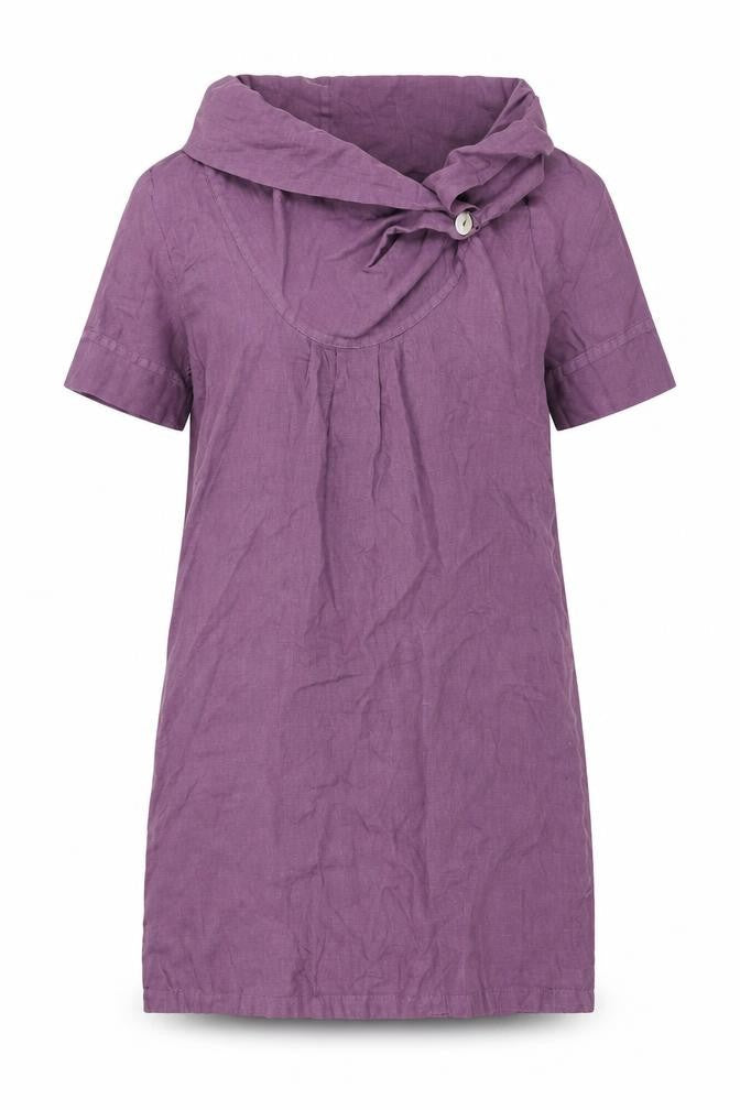 Luana Womens Purple Linen A-Line Size XS Roll Neck Pullover