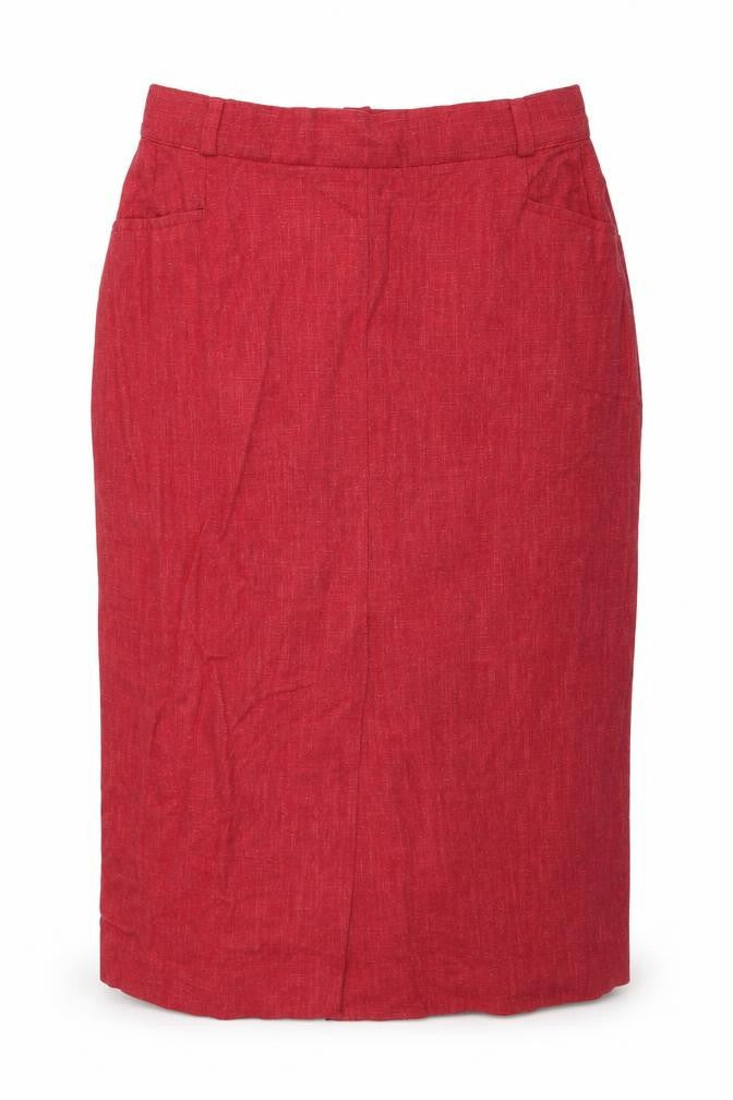 Preworn Womens Red Polyester A-Line Skirt Size 28 in Zip