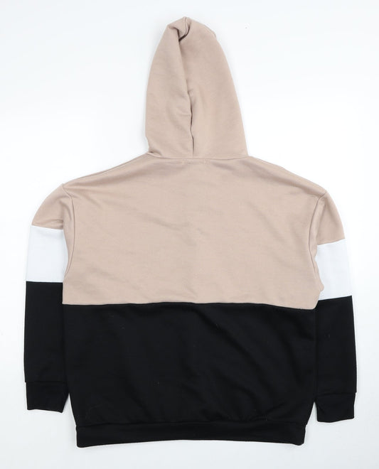 Stylewise Womens Black Colourblock Polyester Pullover Hoodie Size M Pullover