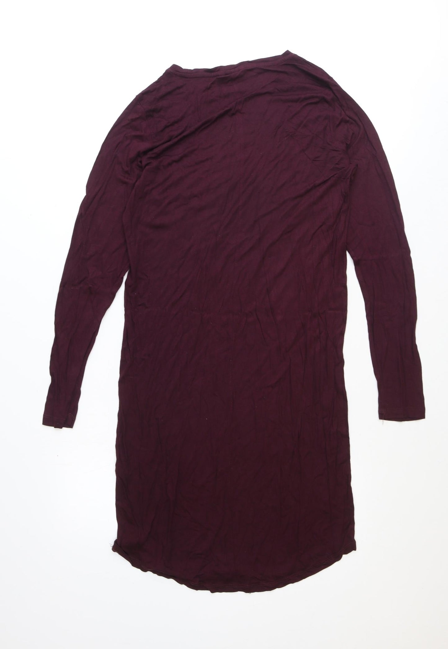H&M Womens Red Polyester T-Shirt Dress Size L Round Neck Pullover