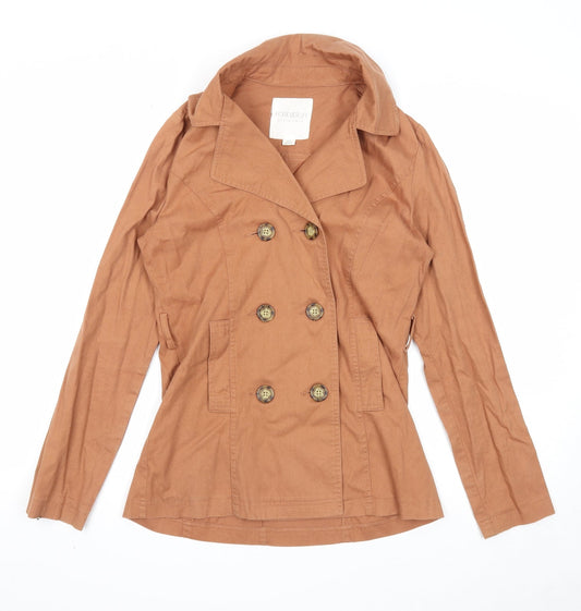 FOREVER 21 Womens Beige Pea Coat Jacket Size S Button