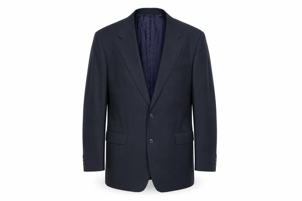Marks and Spencer Mens Blue Striped Polyester Jacket Suit Jacket Size 46 Regular