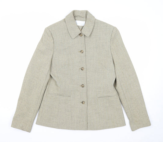 AMARANTO Womens Beige Jacket Blazer Size 10 Button