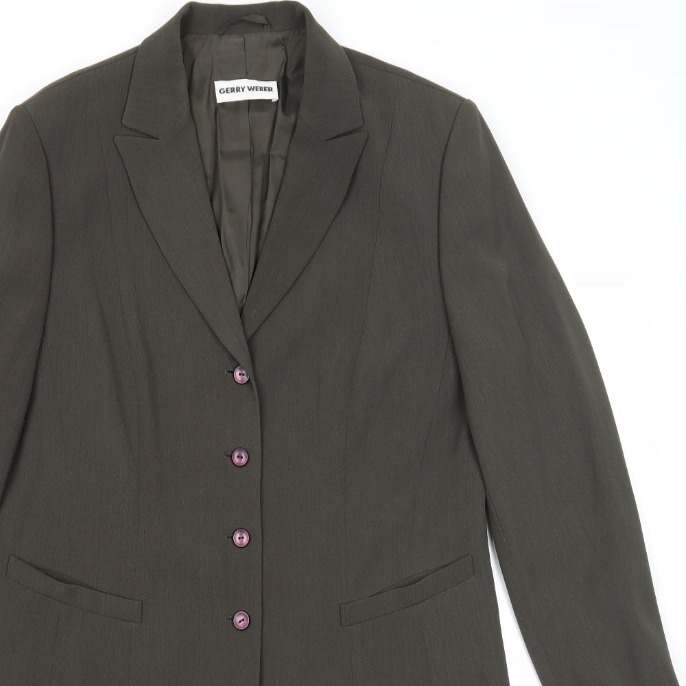 Gerry Weber Womens Green Overcoat Coat Size 14 Button