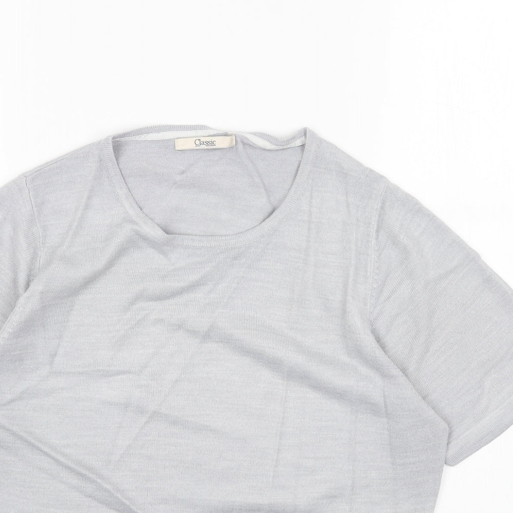 Marks and Spencer Womens Grey Round Neck Acrylic Pullover Jumper Size 14