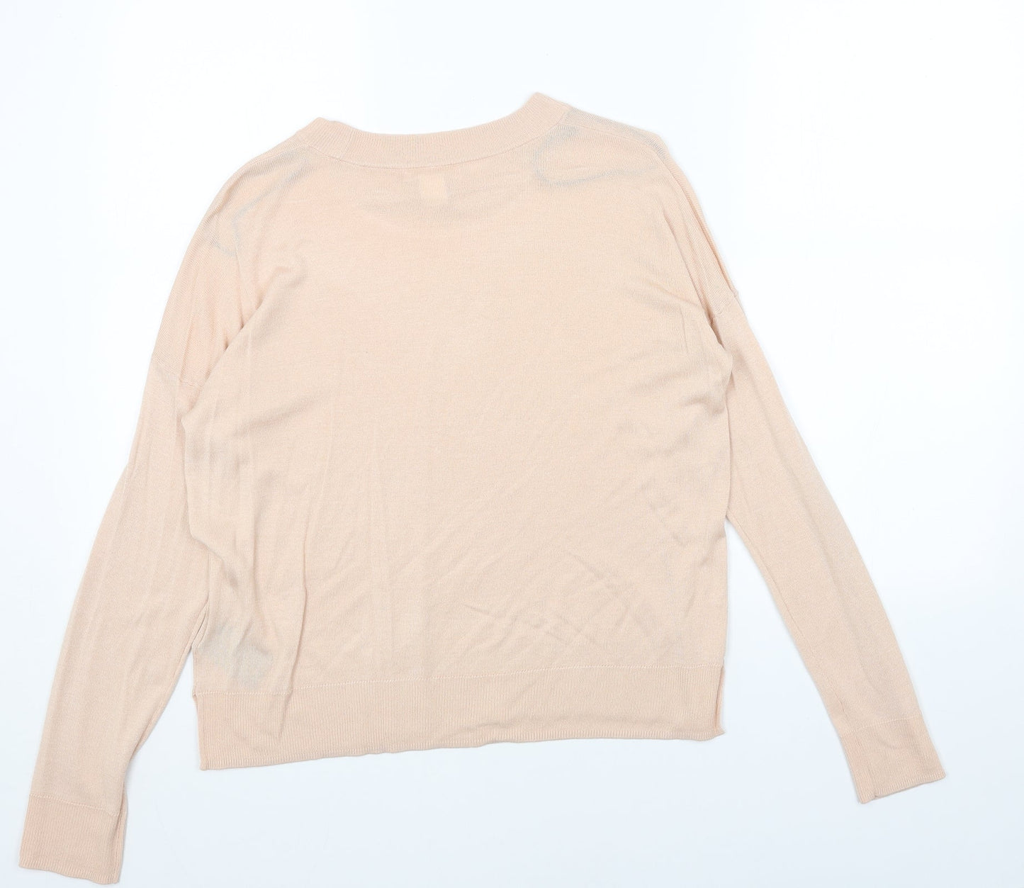 H&M Womens Pink Round Neck Acrylic Pullover Jumper Size S