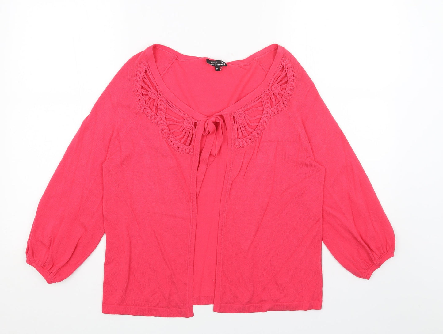 Papaya Womens Pink V-Neck Acrylic Pullover Jumper Size 12