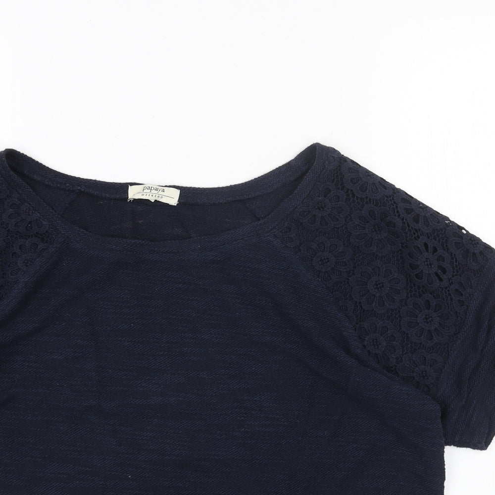 Papaya Womens Blue Round Neck Acrylic Pullover Jumper Size 14