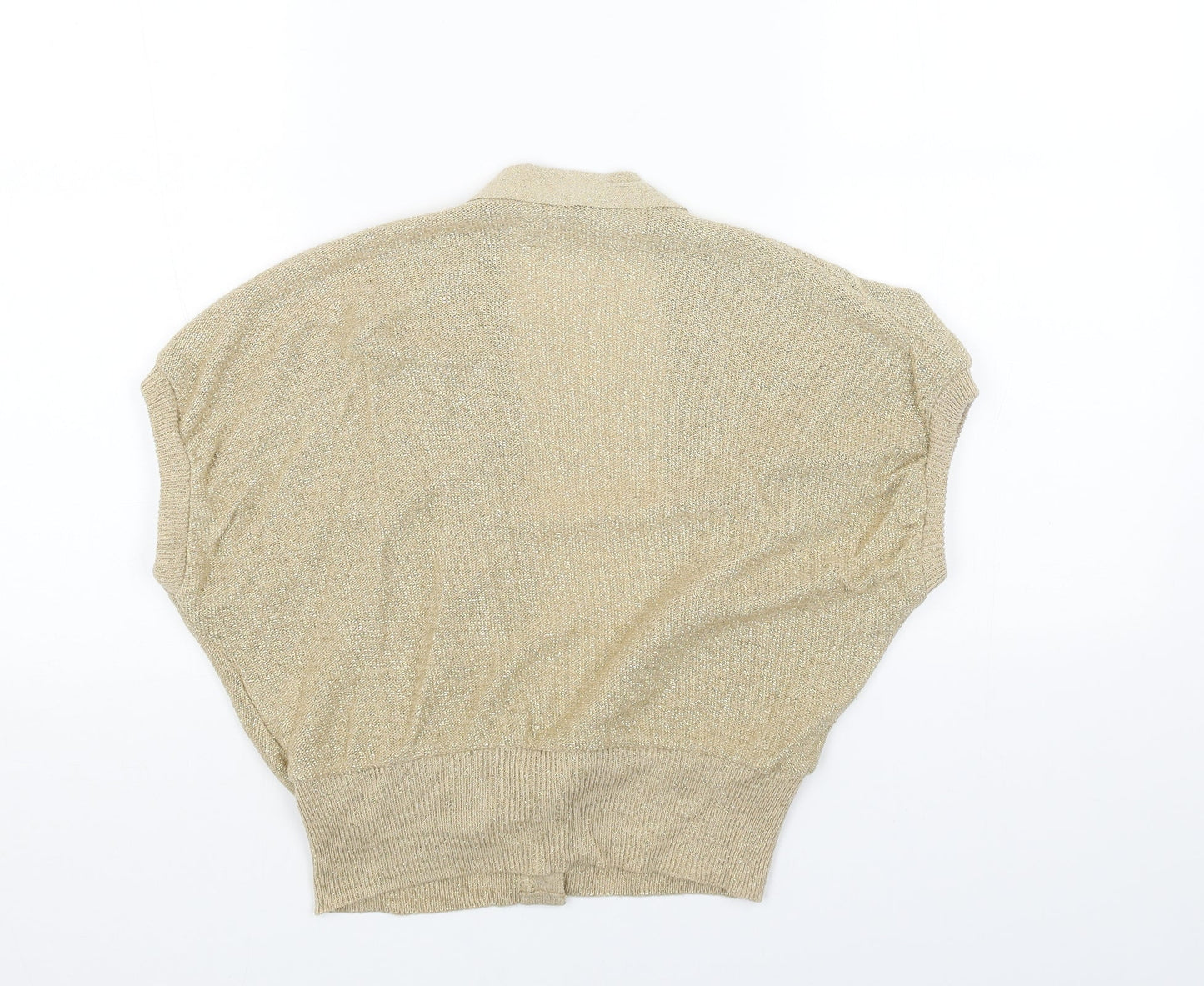 Select Womens Gold V-Neck Acrylic Cardigan Jumper Size M